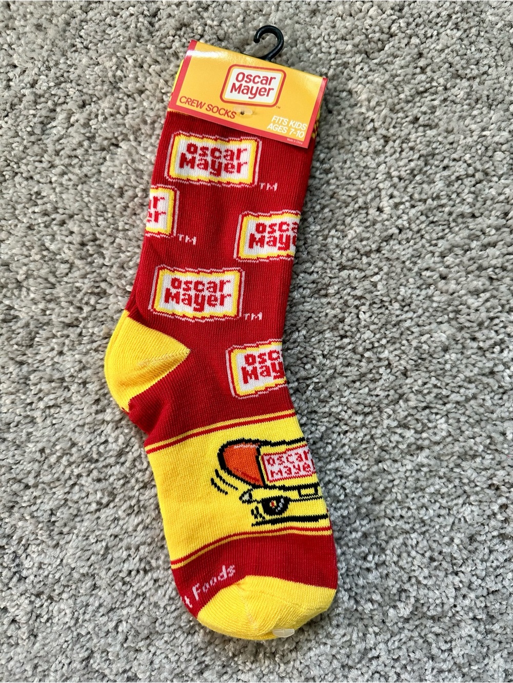 Oscar Mayer Kids Crew Socks in Red & Yellow
